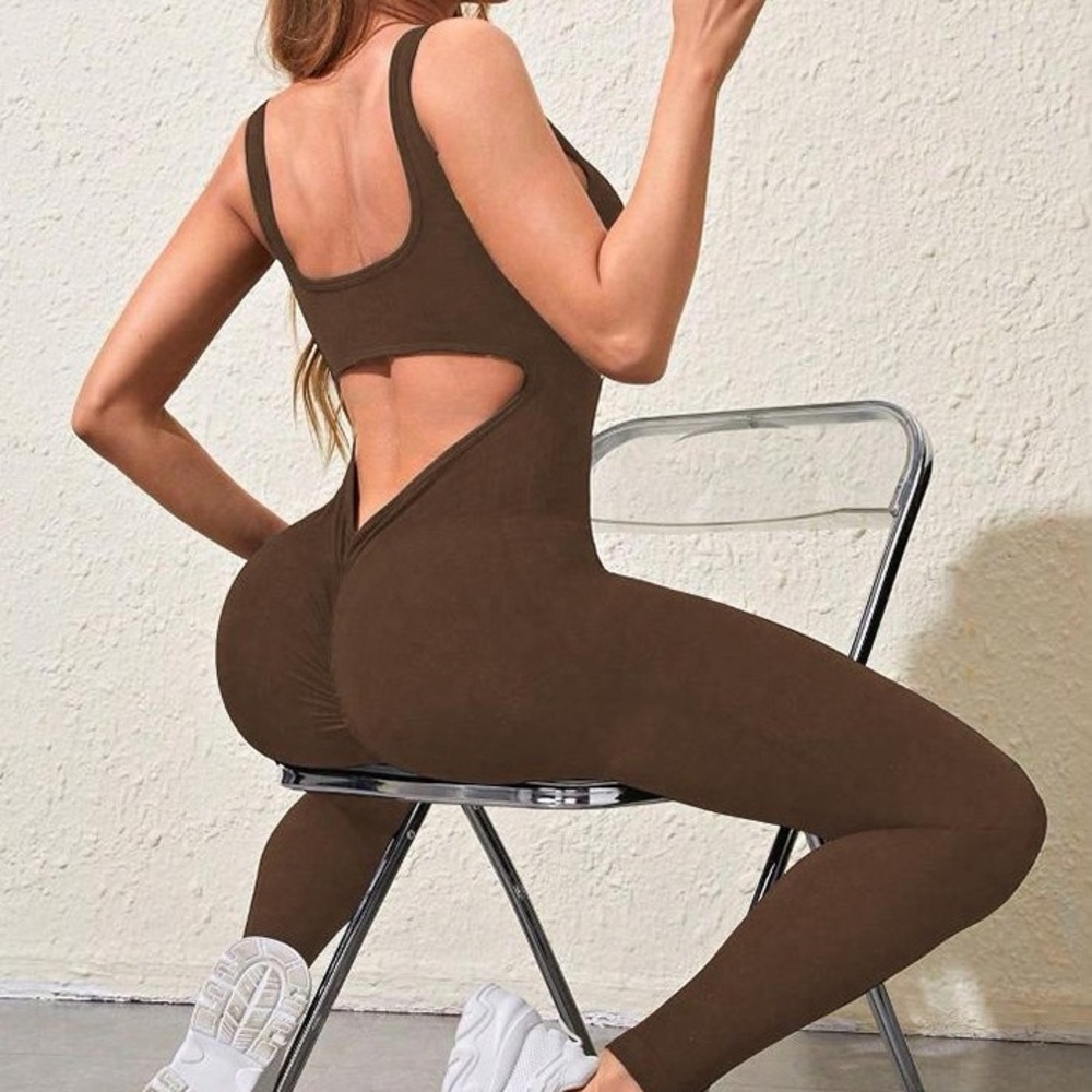 Women’s Brown Cutout Jumpsuit - Sculpting Fit